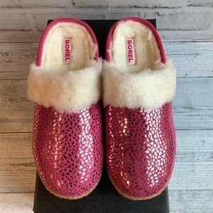Sorel Youth Size 7C Women’s Size 9 Nakiska Slide II Suede Slippers Cactus Pink